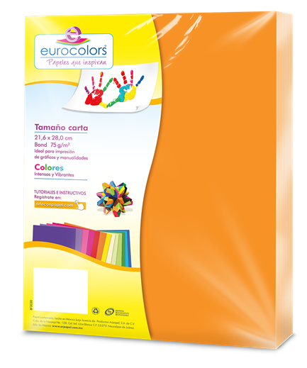 Papel Cortado Eurocolors Carta Papaya Neon Paq C/100 Pz