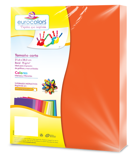 Papel Cortado Eurocolors Carta Naranja Neon C/100