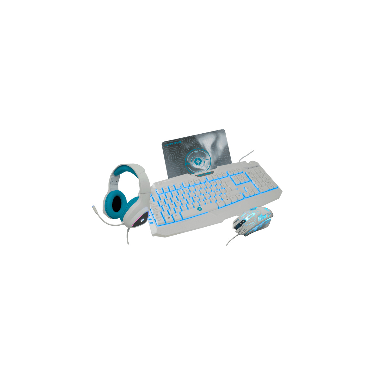 Kit Gamer 4 En 1 De Teclado Mouse Audifonos Y Mousepad Vortred Avalanche Blanco V-930457