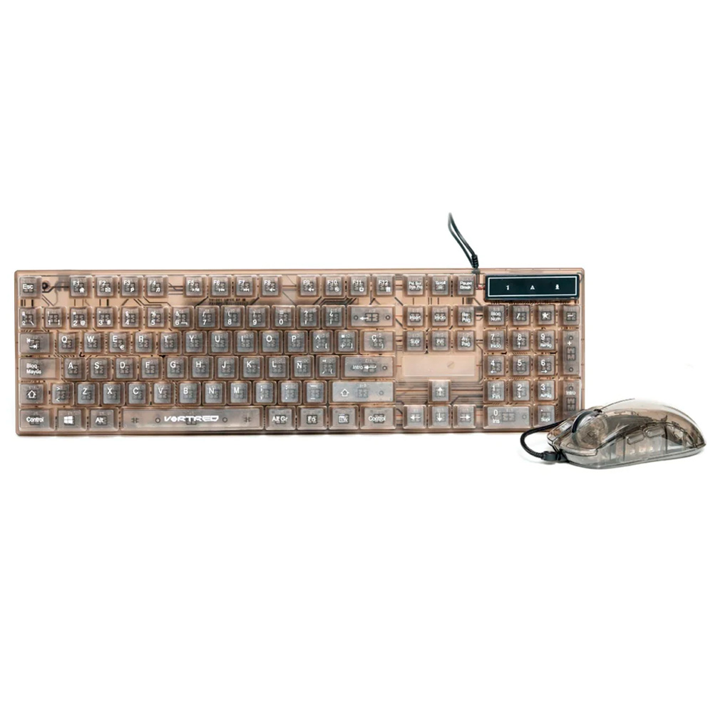 Kit Perfect Choice Gamer Transparente Teclado Y Mouse Helumo V-930723