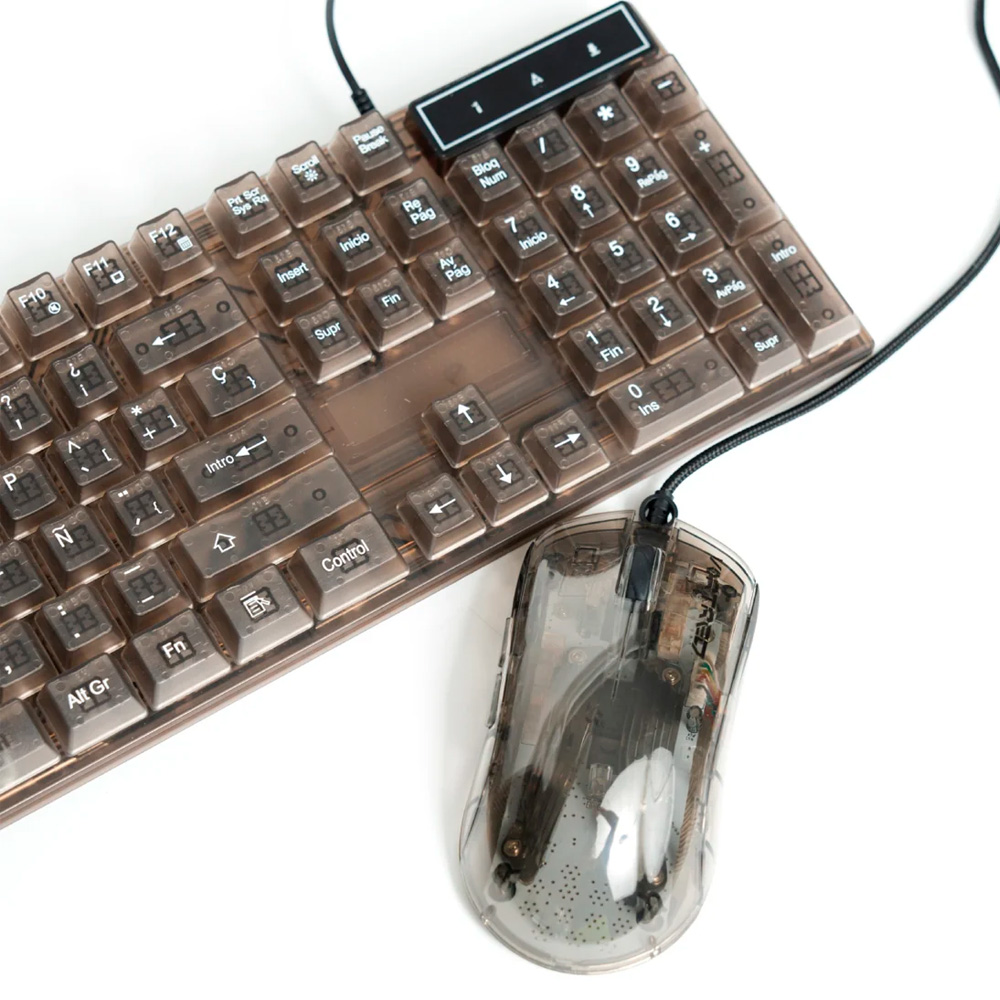Kit Perfect Choice Gamer Transparente Teclado Y Mouse Helumo V-930723