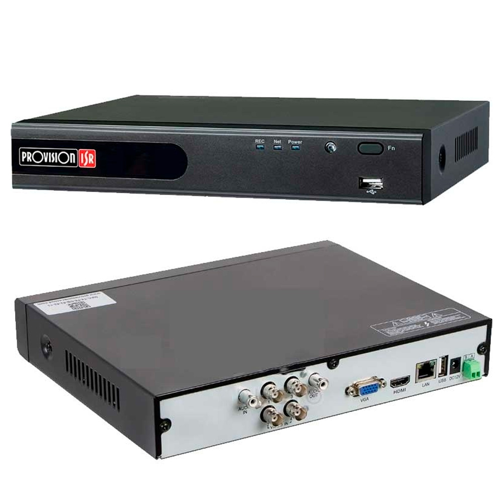 Dvr Provision-Isr Hibrido 4 Canales 1080P 2X Usb 2.0 Rs-485 Hdmi Hasta 6Tb Negro Ip Sa-4050Ahd-2+