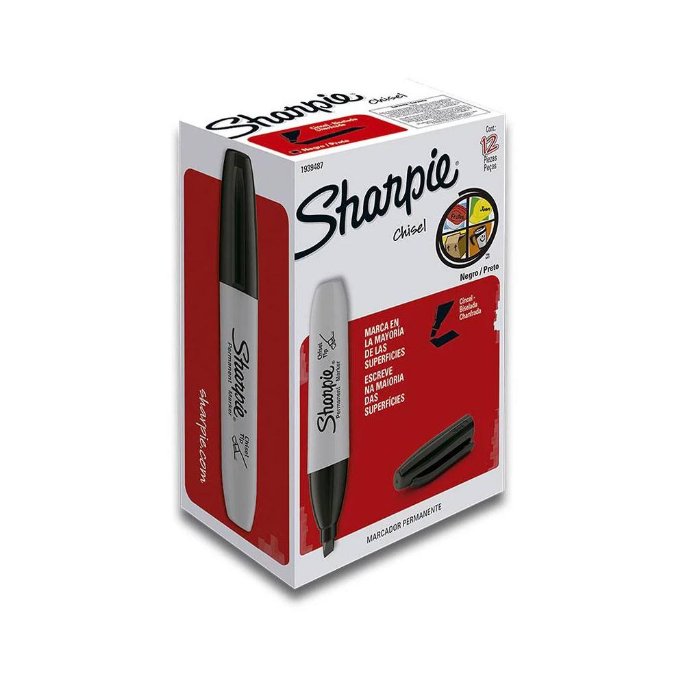 Marcador Permanente Sharpie Chisel Color Negro Con 12 Piezas 1939487