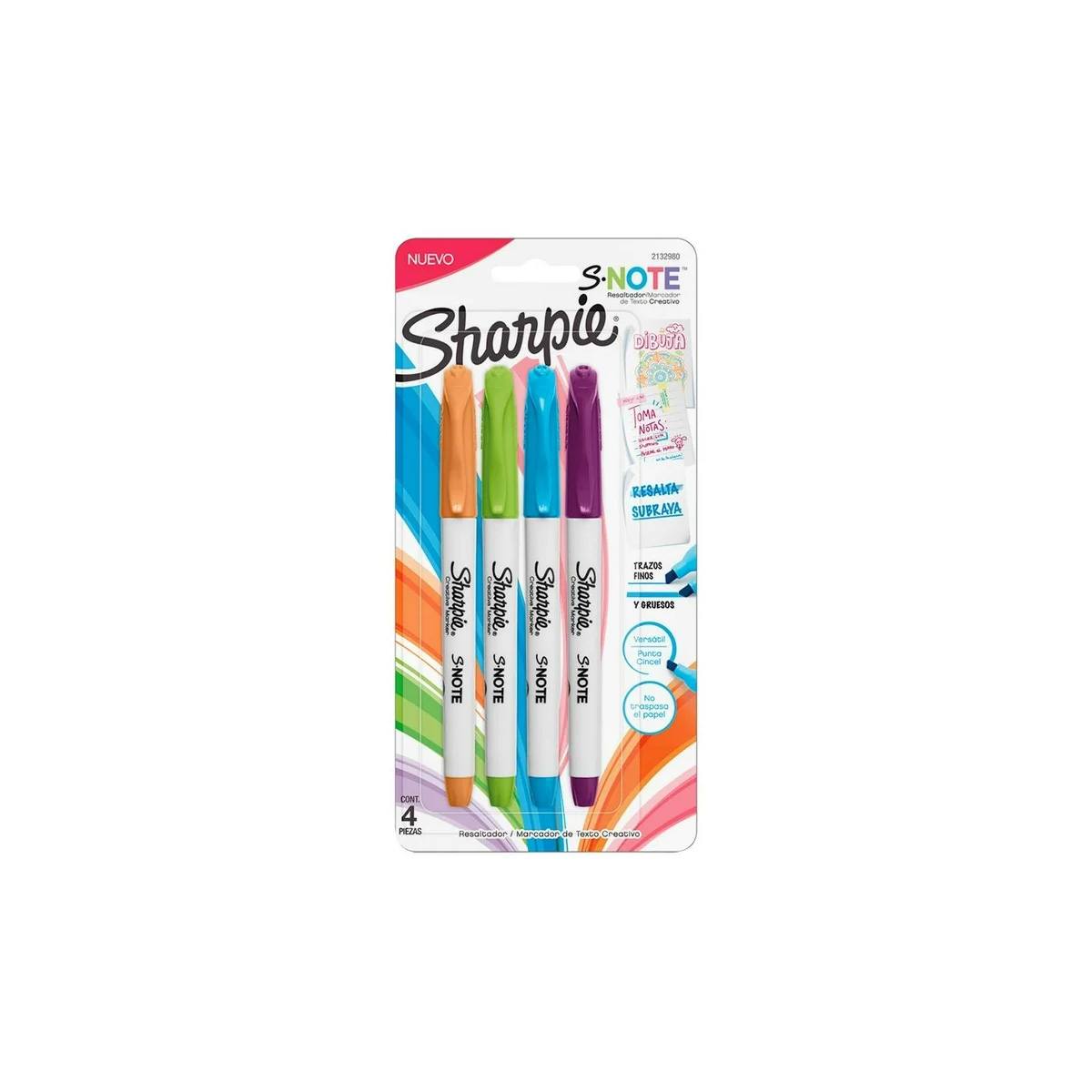 Marcadores Sharpie Snote Colores Surtidos 4 Piezas 2132980