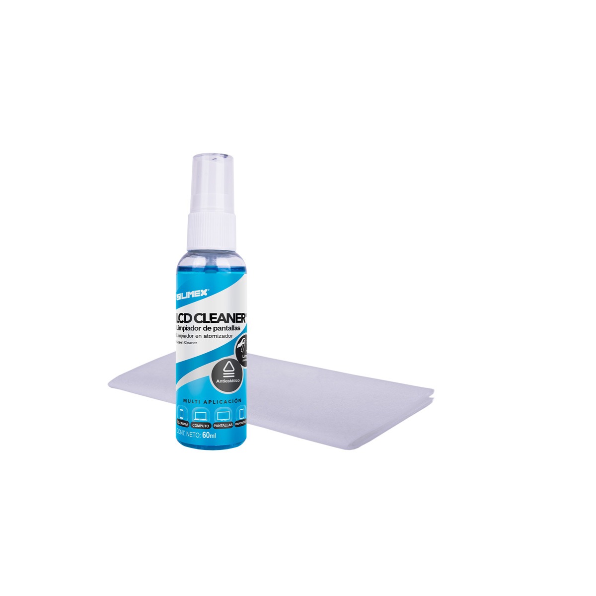 Limpiador Antiestático Silimex Para Pantallas 60Ml Lcd Cleaner Kit 60 Ml