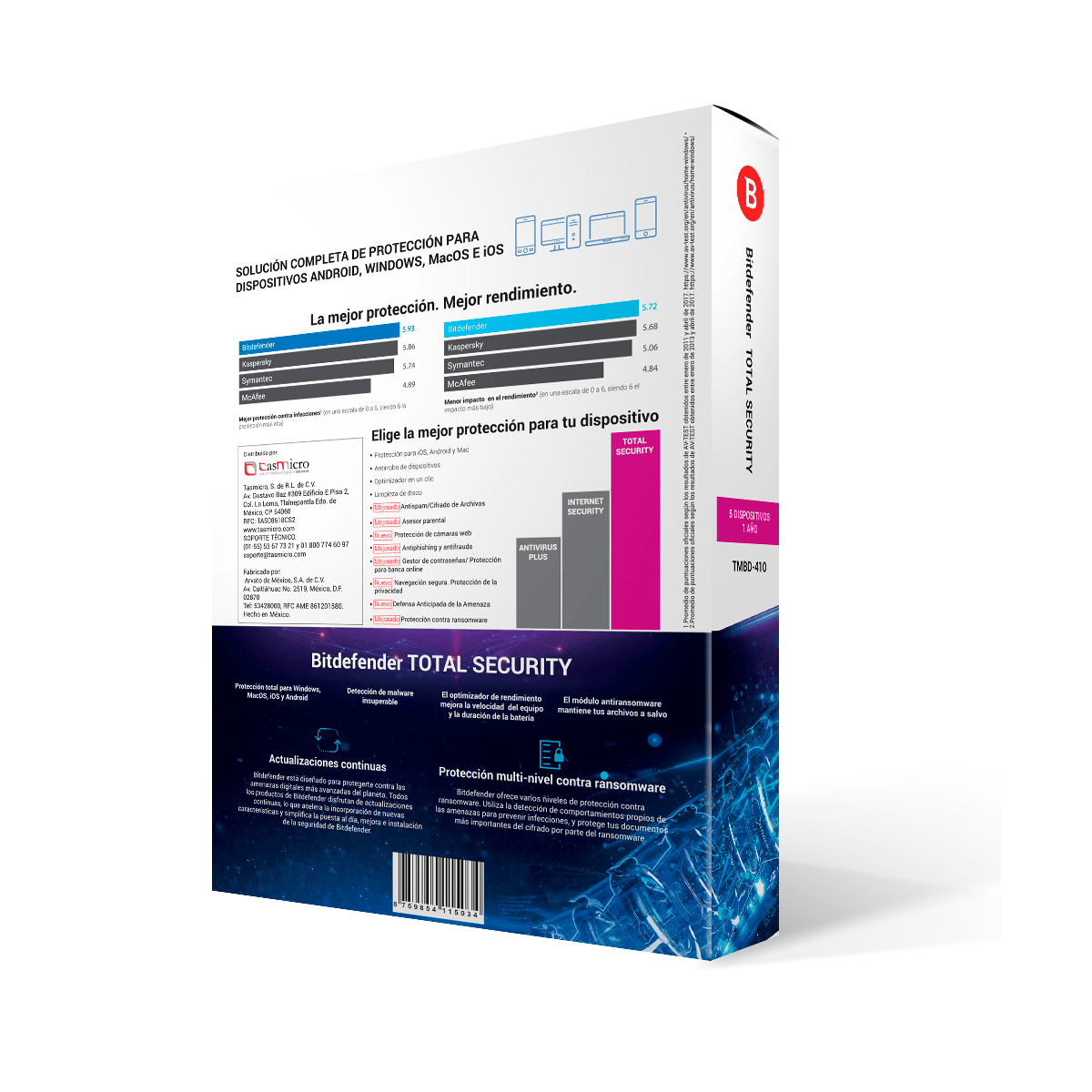 Antivirus Bitdefender Total Security 2018 5 Usuarios 1 Año Tmbd-410