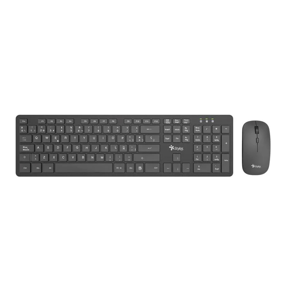 Kit Mouse Y Teclado Inalambrico Stylos Usb Español Negro Stpktm5B