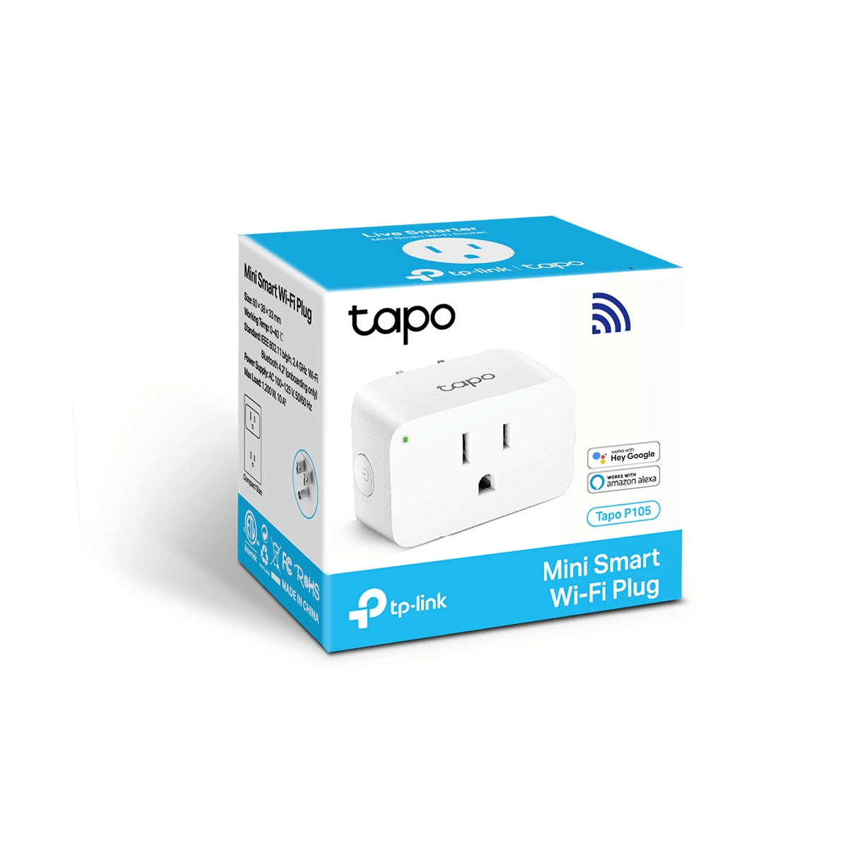 Mini Contacto Tp-Link Tapo P105 1X Conector 1800W 15A Wifi Blanco Tapo P105 (1-Pack)