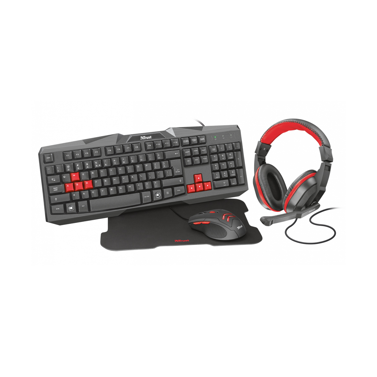 Kit Gamer 4 En 1 Trust Gaming Ziva Teclado + Auriculares + Mouse Y Mousepad Trust Ziva