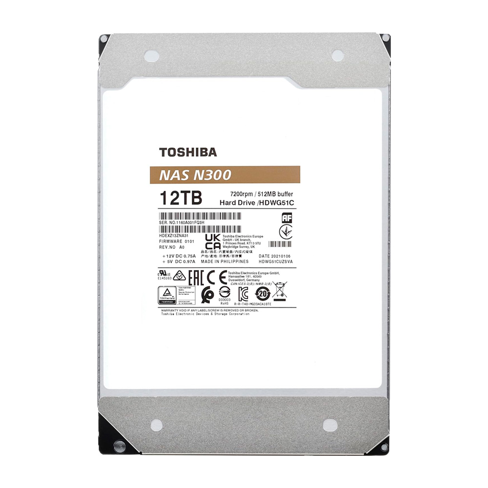 Disco Duro Toshiba N300 12Tb 7200Rpm 256Mb Cache 3.5" Hdwg51Cxz