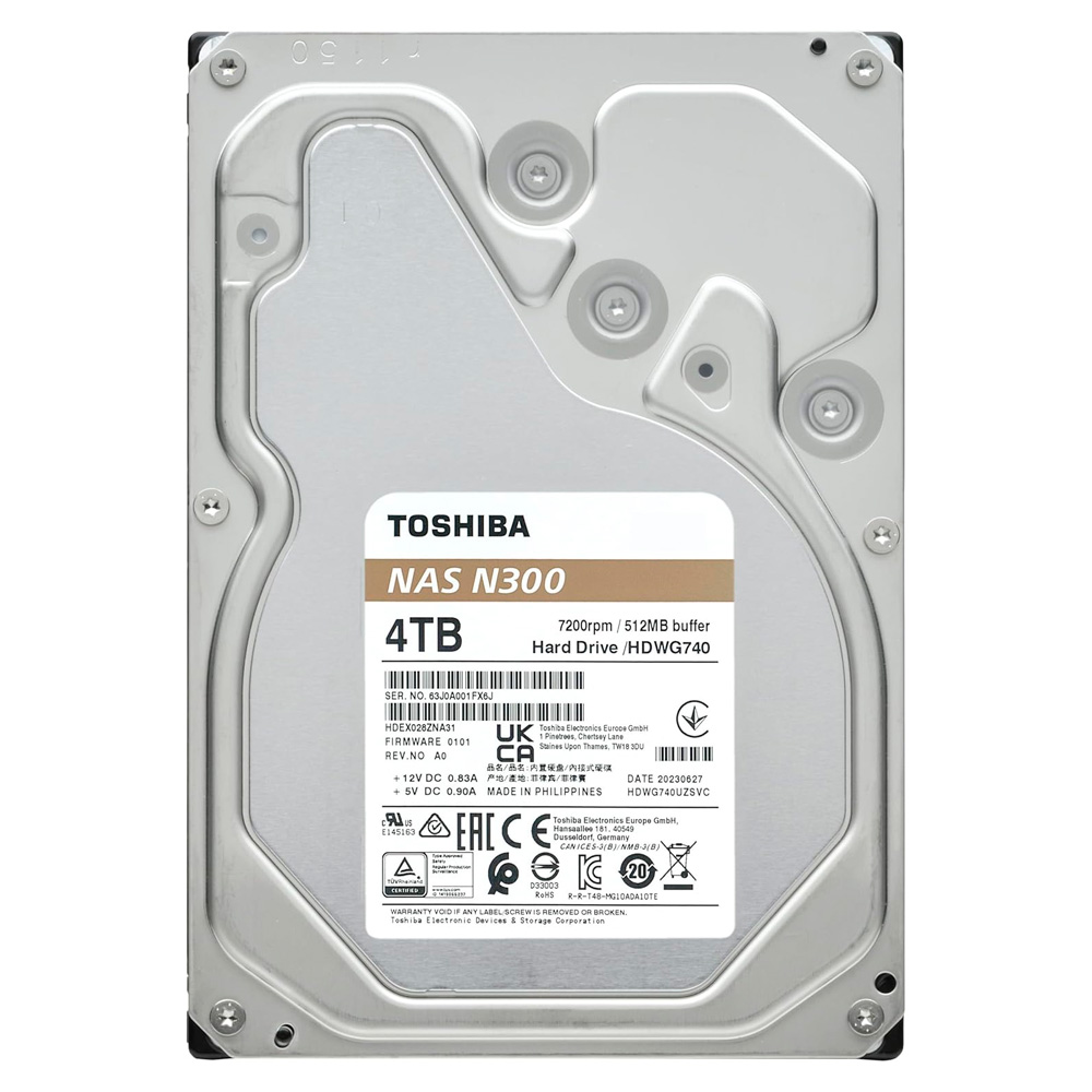 Disco Duro Toshiba N300 4Tb 3.5" 7200Rpm Nas Sata Iii 6.0Gb/S Hdwg740Xzstc