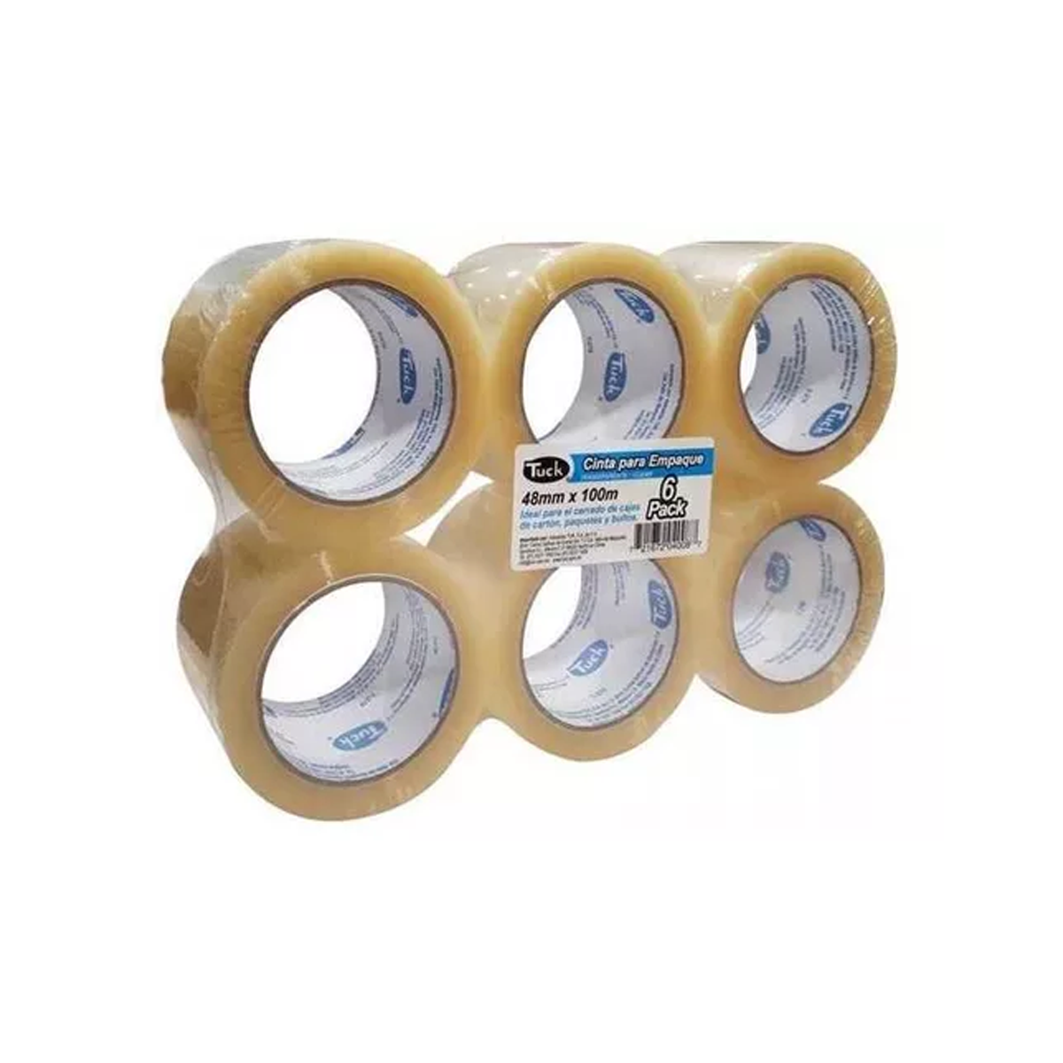 Cinta Adhesiva Para Empaque Tuk 182T 48X150 Transparente 6 Piezas