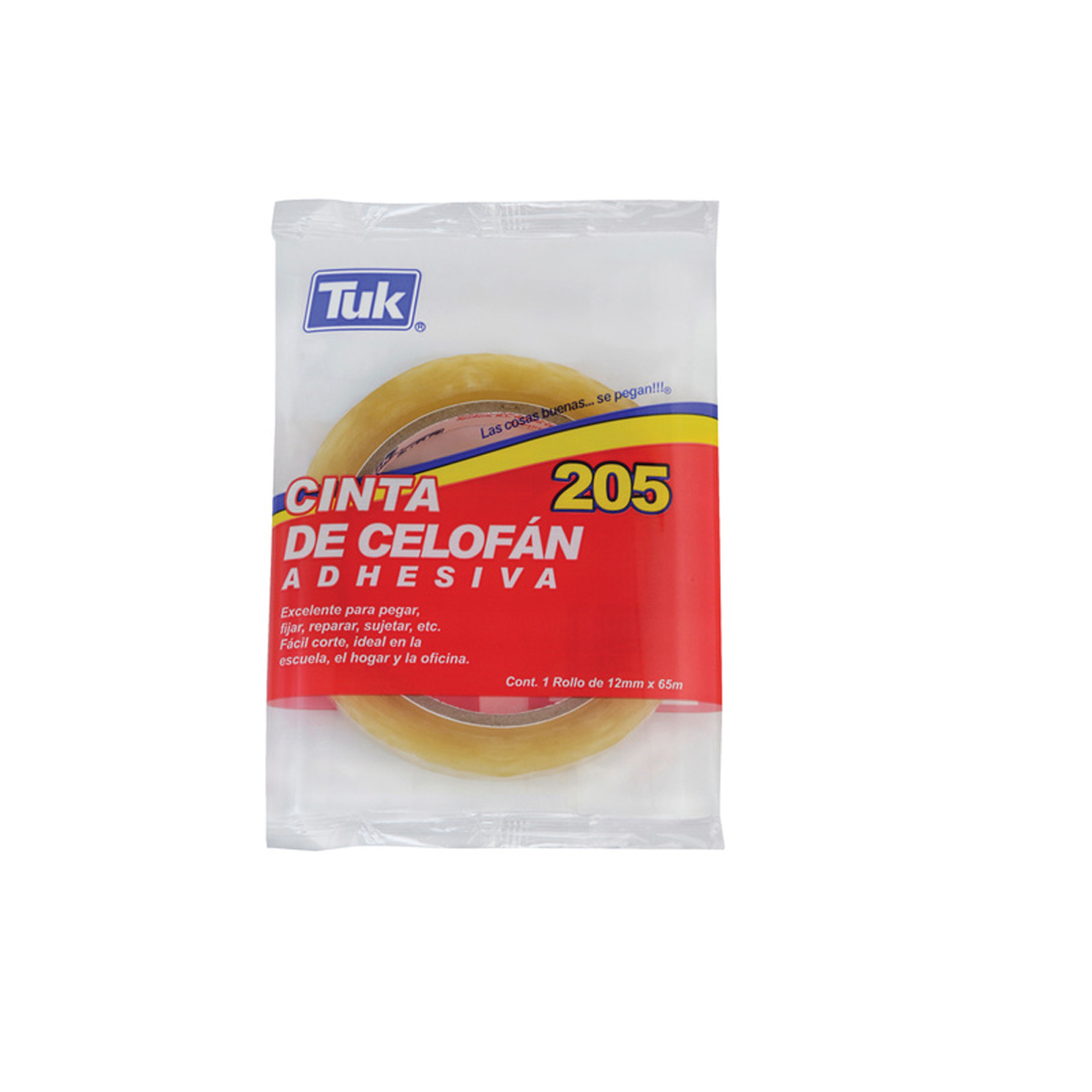 Cinta Adhesiva Tuk 205 12X65 Transparente 12 Piezas