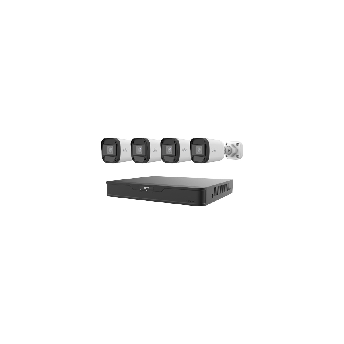 Kit De Videovigilancia Uniarch Xvr301-04F/4*Uac-B112-F28 4X Cámaras Bala + Xvr 4X Ch + Fuente Poder