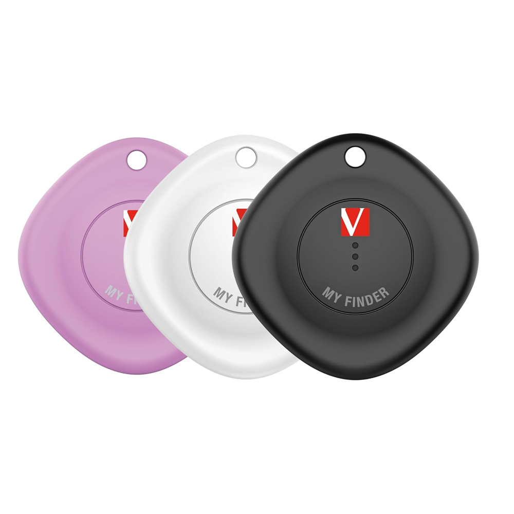 Kit Localizadores Bluetooth Verbatim My Finder Ip66 Impermeable 3X Piezas Negro Blanco Purpura 32132