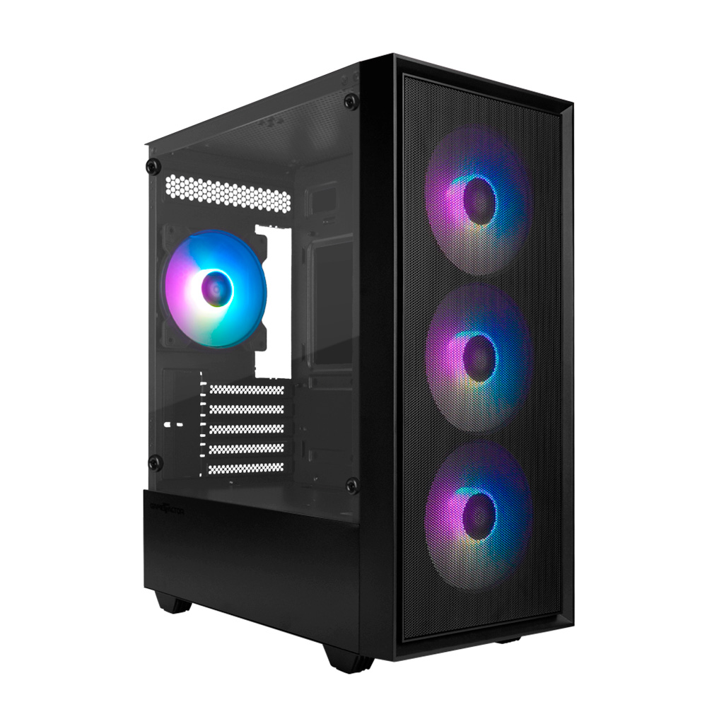 Gabinete Gamer Vorago Start The Game Csg-503 Frontal Malla Ventana Cristal 4X 120Mm Argb Mini-Atx