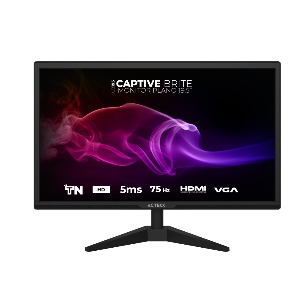Monitor Acteck Captive Brite Cb195 19.5" Hd 60Hz 5Ms 1X Hdmi 1X Vga Negro Ac-939409