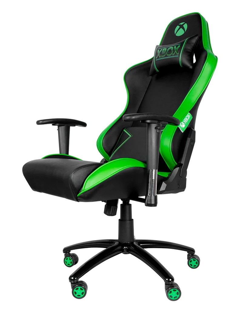 Silla Gamer Xbox Pro Hasta 160Kg Ergonomica Descansa Brazos Piel Sintetica Negro / Verde Sx-00G3