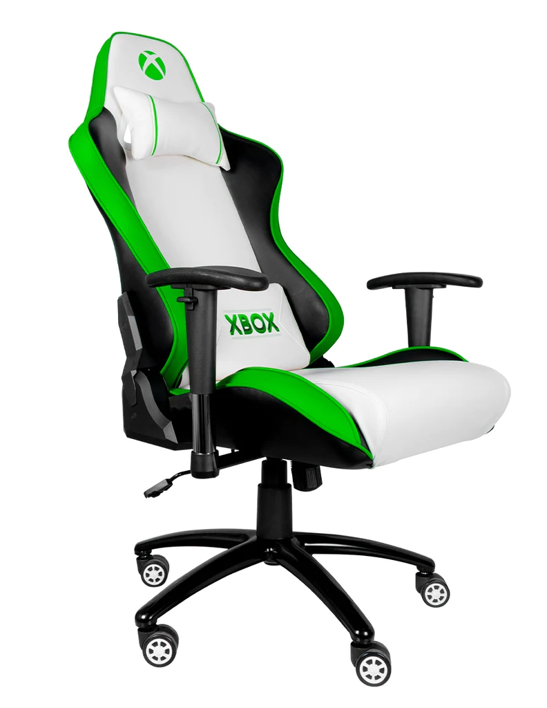 Silla Gamer Xbox Pro Hasta 160Kg Ergonomica Descansa Brazos Piel Sintetica Blanco / Verde Sx-00G6