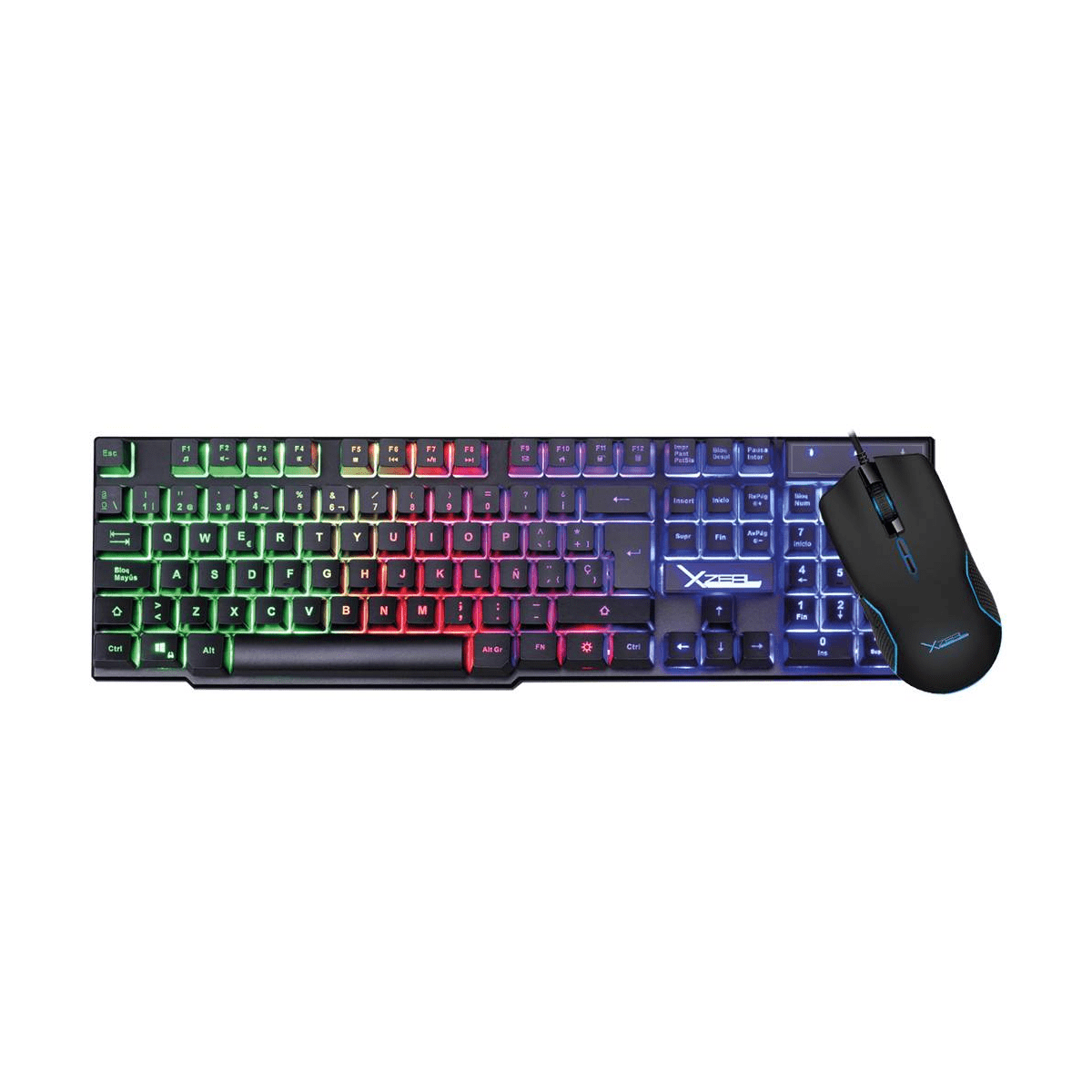 Kit De Teclado Y Mouse Gamer Xzeal Xst-201 Rgb Español Usb Negro Xzktalrw1B