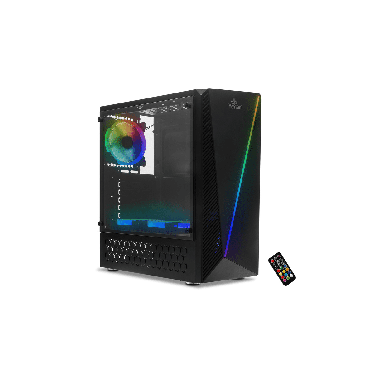 Gabinete Yeyian Crescent Master Midi-Tower Atx Con Ventana Usb 3.0 3X Ventiladores Rgb Ych-Lar7-01Bk