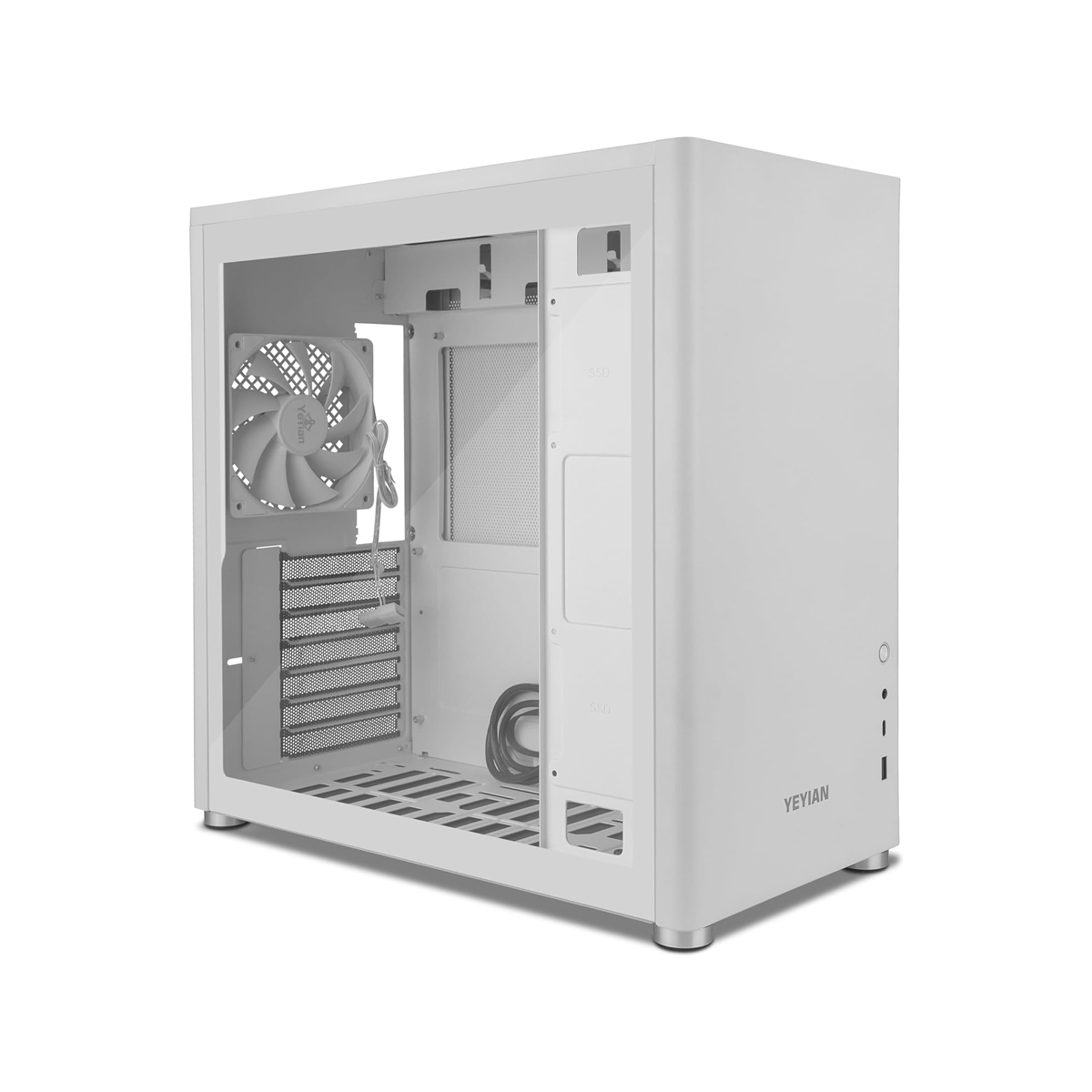 Gabinete Gamer Yeyian Hussar Plus Midi-Tower Atx Usb 3.2 1X 120Mm Sin Fuente Blanco Ycm-Ashus-01Wh
