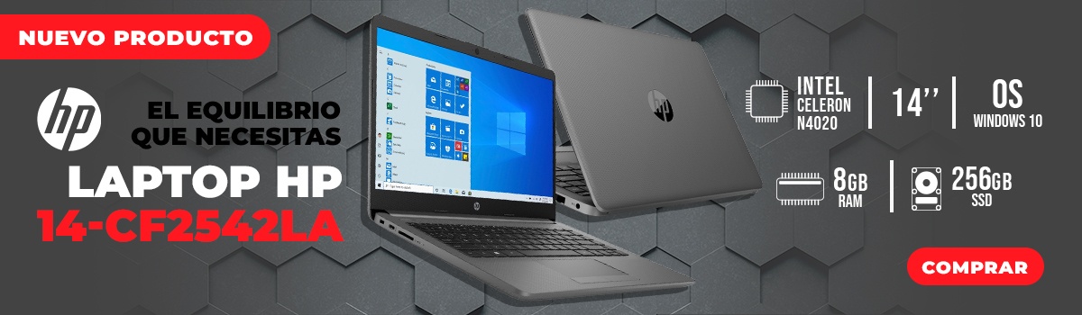 Laptop Hp 14-Cf2542La 14" Intel Celeron N4020 8Gb 256Gb Win 10