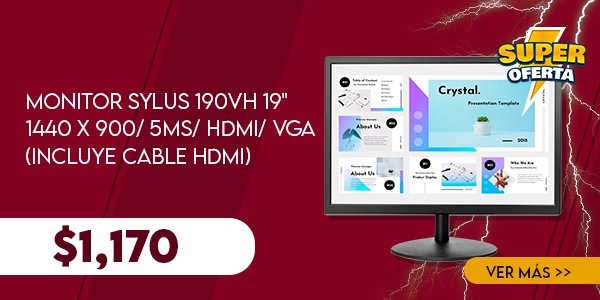 Monitor Sylus 190Vh 19" 1440X900 5Ms Hdmi, Vga con cable HDMI