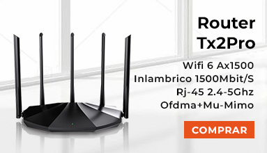 Router Tenda Tx2 Pro Wifi 6 Ax1500 Inlambrico 1500Mbit/S Rj-45 2.4-5Ghz Ofdma+Mu-Mimo Negro