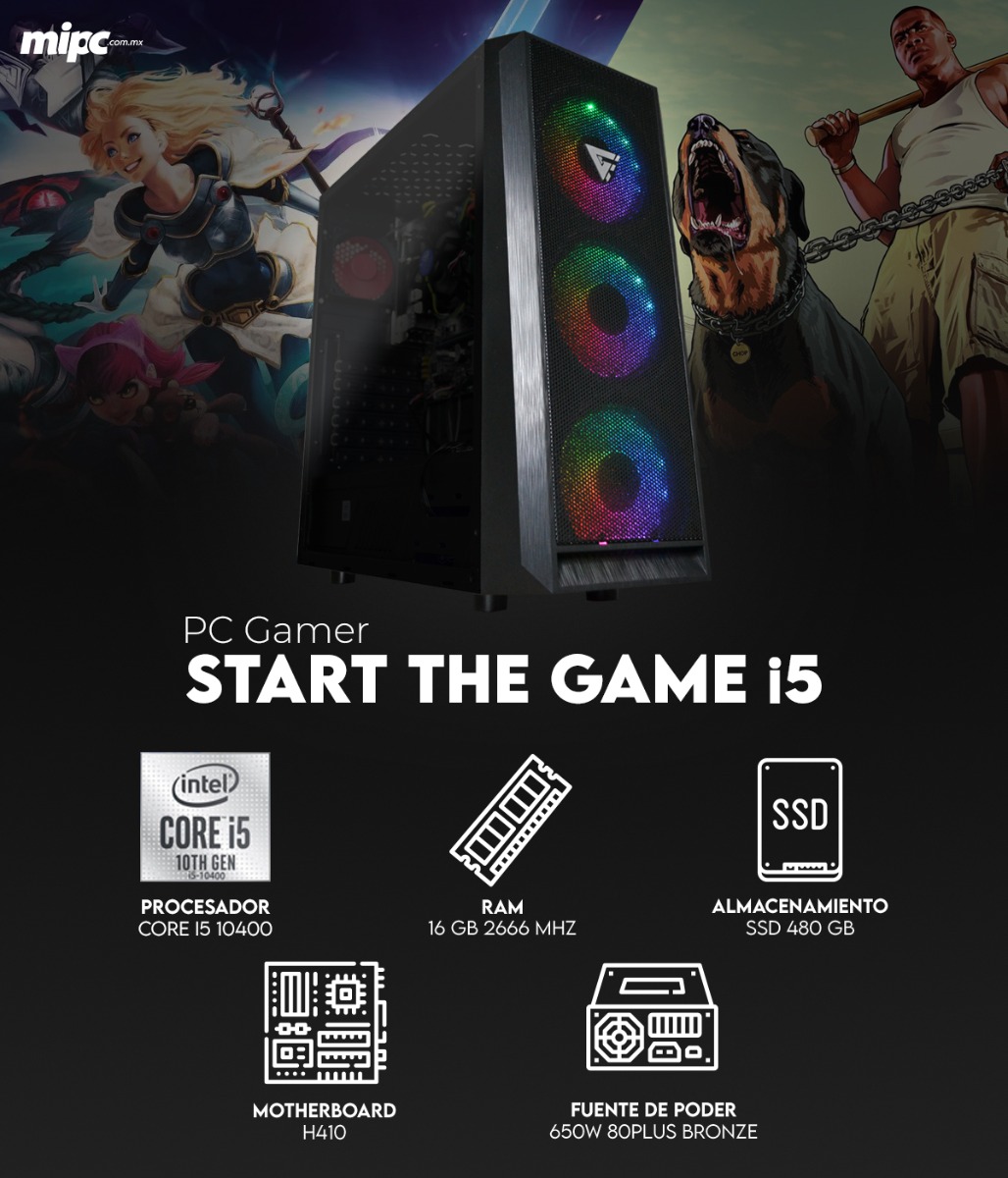 PC GAMER START THE GAME INTEL CORE I5 10400 16GB 480GB SSD CSG502